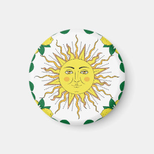 Tropische Zitronenfrüchte, Sonnen-Gesicht. Magnet