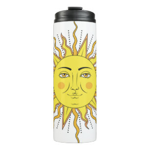Tropische Zitronenfrüchte, Sonnen-Gesicht. Thermosbecher