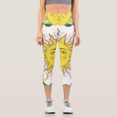 Tropische Zitronenfrüchte, Sonnengesicht. Capri Leggings (Vorderseite)