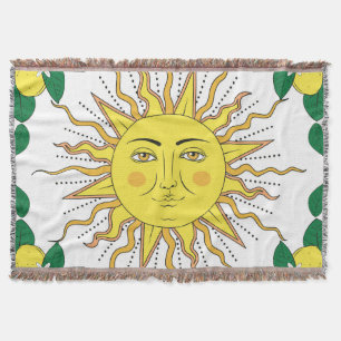 Tropische Zitronenfrüchte, Sonnengesicht. Decke