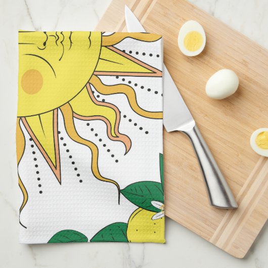 Tropische Zitronenfrüchte, Sonnengesicht. Geschirrtuch (Viertel Falte)