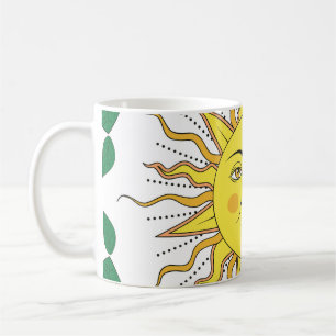 Tropische Zitronenfrüchte, Sonnengesicht. Kaffeetasse