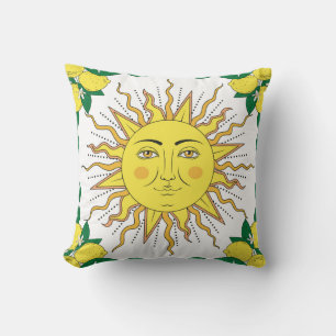 Tropische Zitronenfrüchte, Sonnengesicht. Kissen