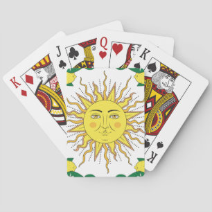 Tropische Zitronenfrüchte, Sonnengesicht. Spielkarten