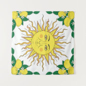 Tropische Zitronenfrüchte, Sonnengesicht. Wandteppich (Vorderseite (Horizontal))