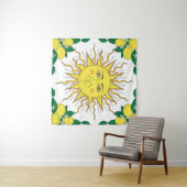 Tropische Zitronenfrüchte, Sonnengesicht. Wandteppich (Beispiel (Horizontal))