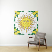 Tropische Zitronenfrüchte, Sonnengesicht. Wandteppich (Beispiel)