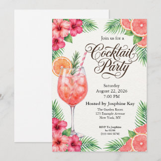 Tropische Zitrus-Sommer-Cocktailparty-Einladung Einladung