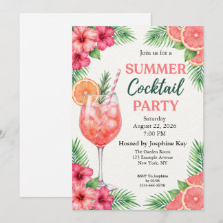 Tropische Zitrus-Sommer-Cocktailparty-Einladung Einladung