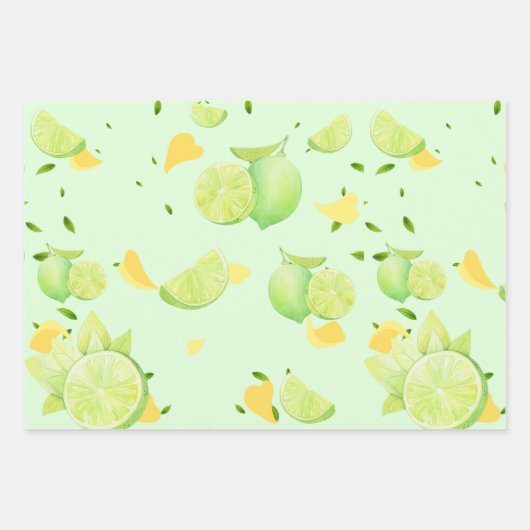 TROPISCHE Zitrusfrüchte SOMMERFRÜCHTE Orangefarben Geschenkpapier Set (Vorderseite 3)