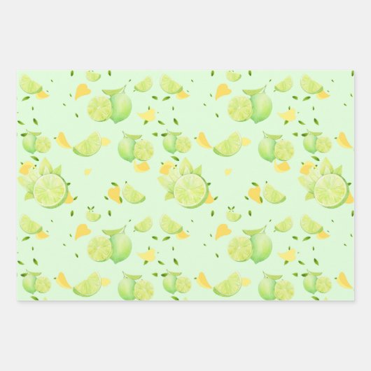 TROPISCHE Zitrusfrüchte SOMMERFRÜCHTE Orangefarben Geschenkpapier Set (Vorderseite)