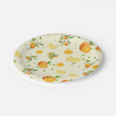 TROPISCHE Zitrusfrüchte SOMMERFRÜCHTE Orangefarben Pappteller (Schrägansicht)