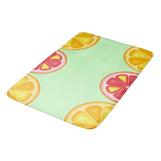 TROPISCHE Zitrusfrüchte SOMMERFRÜCHTE Orangenlemon Badematte (Schrägansicht)