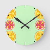 TROPISCHE Zitrusfrüchte SOMMERFRÜCHTE Orangenlemon Runde Wanduhr (Vorderseite)