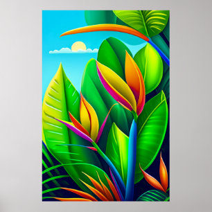 Tropische Zusammensetzung - Leinwand Art Print Poster
