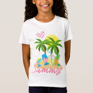 Tropischen Paradies-Sommer-Liebe-Strand-Mädchens T-Shirt