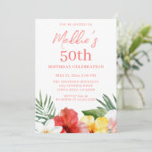 Tropischer 50. Geburtstag Einladung (Stehend Vorderseite)
