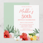 Tropischer 50. Geburtstag Einladung (Vorne/Hinten)