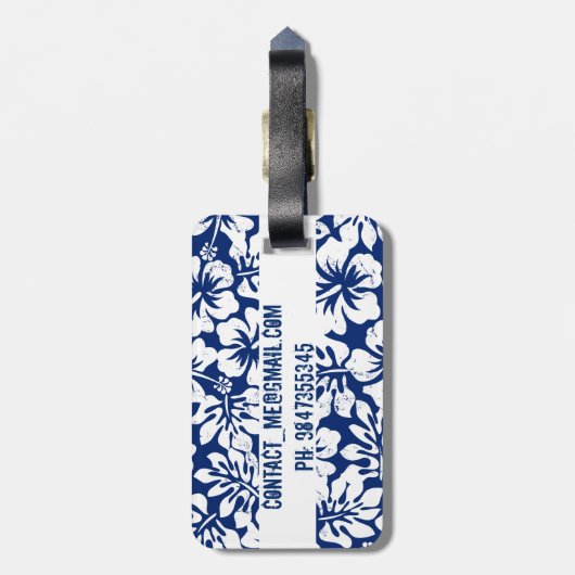 Tropischer abgenutzter weißer Hibiskus Gepäckanhänger (Rückseite vertikal)