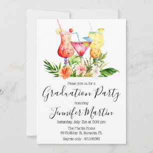 Tropischer Abschluss Cocktail Drinks Einladung