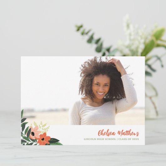 Tropischer Abschluss Foto Einladung (Stehend Vorderseite)