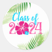 Tropischer Abschluss-Klasse 2024 Umschlag Aufklebe Runder Aufkleber (Vorderseite)