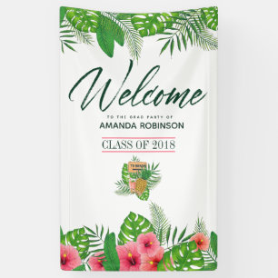 Tropischer Abschluss Luau Aquarell Willkommen Banner