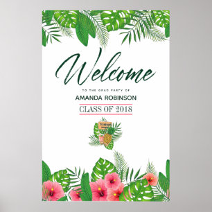 Tropischer Abschluss Luau Aquarell Willkommen Poster