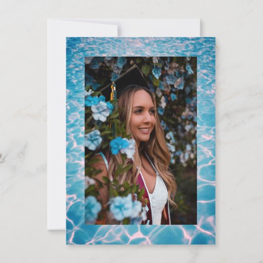 Tropischer Abschluss Pool Party Einladung (Rückseite)