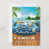 Tropischer Abschluss Pool Party Einladung (Vorderseite)