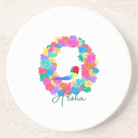 Tropischer Aloha-Blumenkranz Getränkeuntersetzer (Vorne)