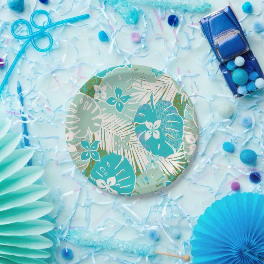 Tropischer Aloha-Druck Pappteller (Party)