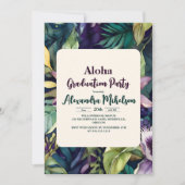 Tropischer Aloha Lila Abschluss Einladung (Vorderseite)