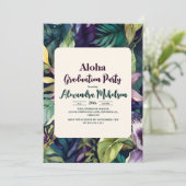 Tropischer Aloha Lila Abschluss Einladung (Stehend Vorderseite)
