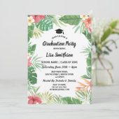 Tropischer Aloha Luau Sommer-Flora-Abschluss laden Einladung (Stehend Vorderseite)