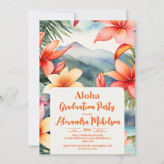 Tropischer Aloha Luau Summer Flora Abschluss Einladung (Vorderseite)