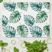 Tropischer Aloha Monstera verlässt Muster Küchentuch (Gefaltet)