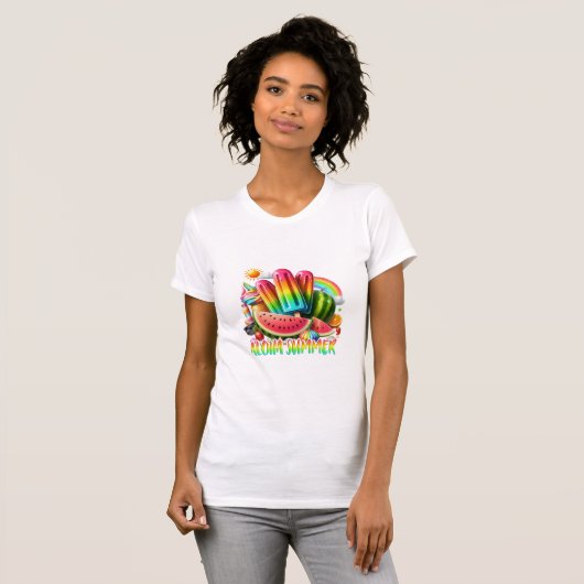 Tropischer Aloha Sommer , Sommerparadies T-Shirt (Vorne ganz)