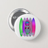 Tropischer Aloha Strand-Spaß-surfende Ananas Button (Vorne & Hinten)