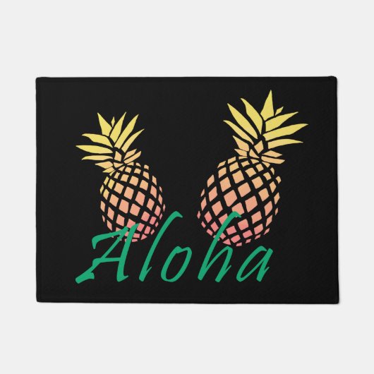 tropischer "aloha" Text des Sommers, bunte Ananas Fußmatte (Vorderseite)