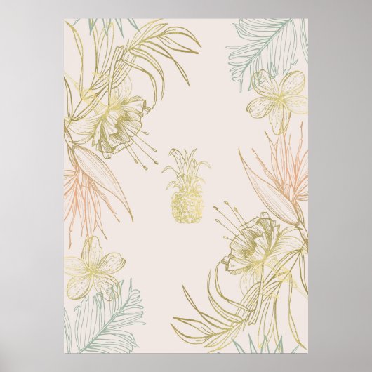 Tropischer Ananas-Ananas-Ananas-Gold-Blush Poster (Vorne)