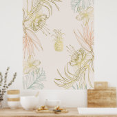 Tropischer Ananas-Ananas-Ananas-Gold-Blush Poster (Küche)