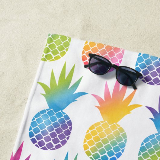 Tropischer Ananas Blue Watercolor Individuelle Nam Strandtuch (Beispiel)