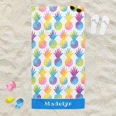 Tropischer Ananas Blue Watercolor Individuelle Nam Strandtuch