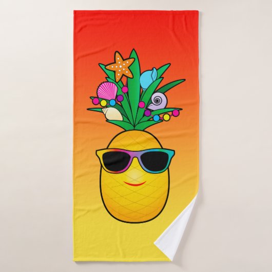Tropischer Ananas-Cartoon mit Schatten Badehandtuch (Badehandtuch)
