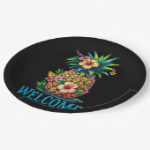 Tropischer Ananas Cocktail Napkin Willkommen Pappteller (Schrägansicht)