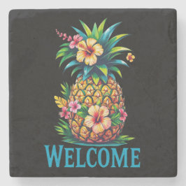 Tropischer Ananas Cocktail Napkin Willkommen Steinuntersetzer