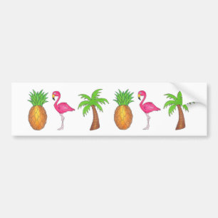Tropischer Ananas Flamingo Palm Trecker Autoaufkleber
