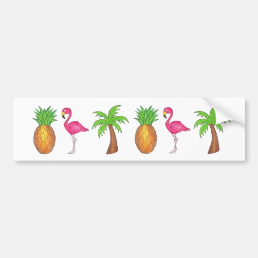 Tropischer Ananas Flamingo Palm Trecker Autoaufkleber (Vorne)