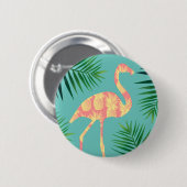 Tropischer Ananas-Flamingo u. Laub Button (Vorne & Hinten)